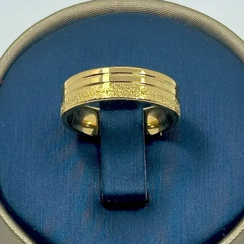 Aliança Quadrada 2 Linhas Brilhantes 6mm Aço 316L – foto 4