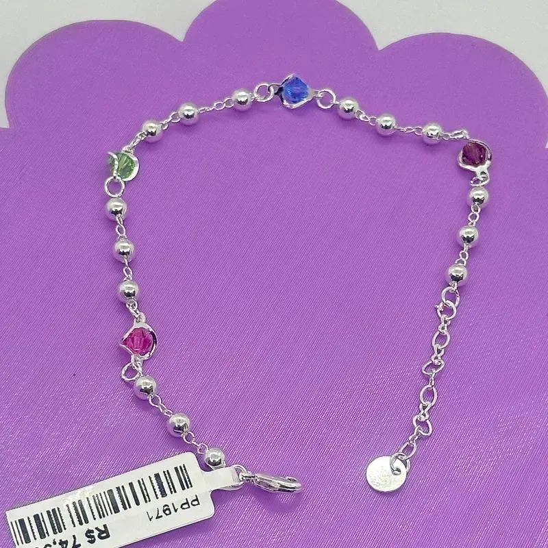 Pulseira Esferas com Pedras Coloridas