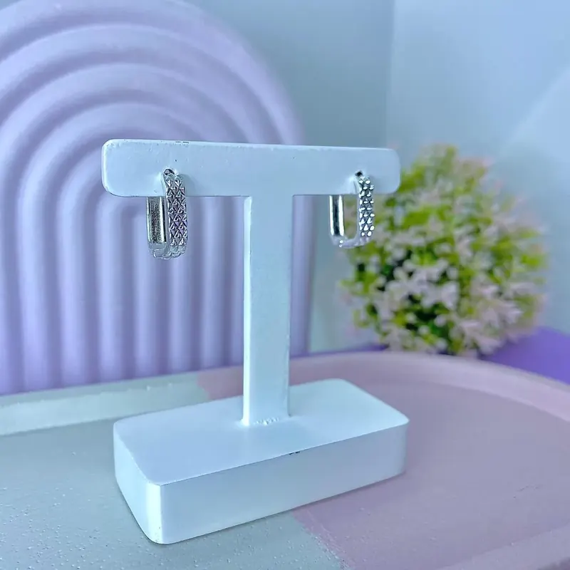 Argola Click Retangular Texturizada