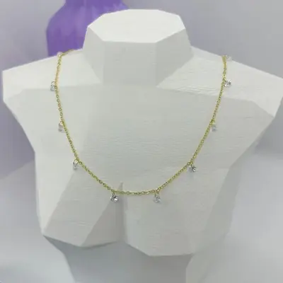 Choker Mini Cristais Pendurados