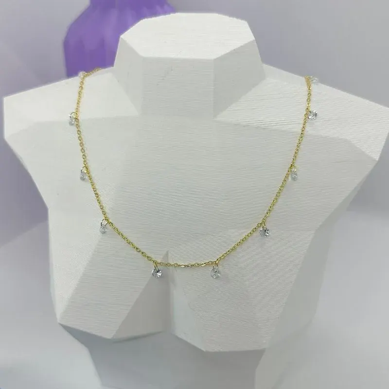 Choker Mini Cristais Pendurados