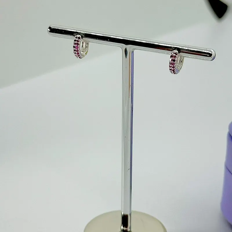 Agolinha de Click Cravejada Zirc. Rosa – foto 2