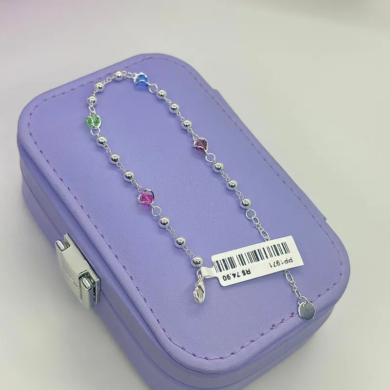 Pulseira Esferas com Pedras Coloridas – foto 2