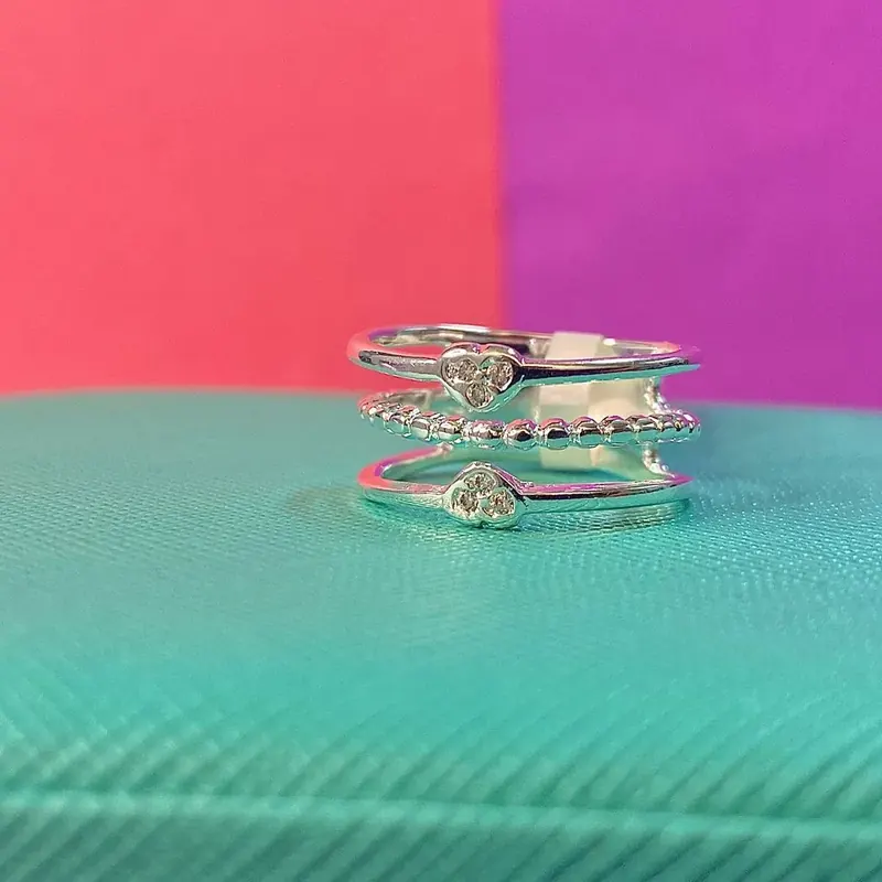 Anel Aro Triplo com Mini Corações – foto 2