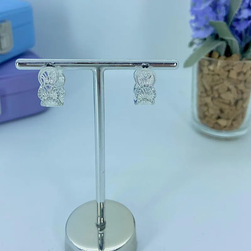 Argola Click Leques Dois Cravejados