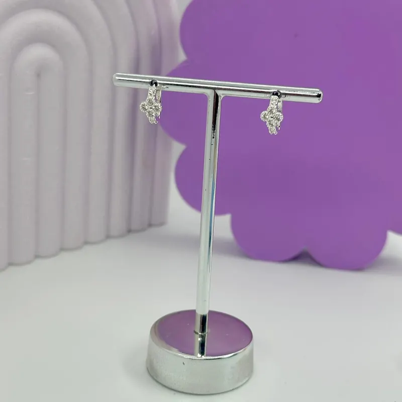 Argola Click Quadrada Três Zircônias Retas – foto 2