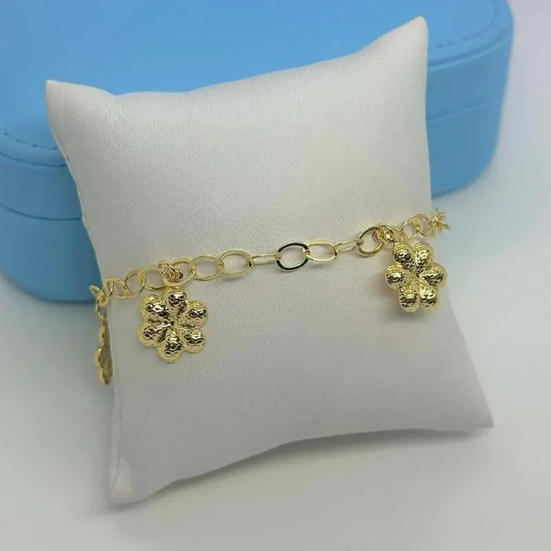 Pulseira Elos com Flores Penduradas
