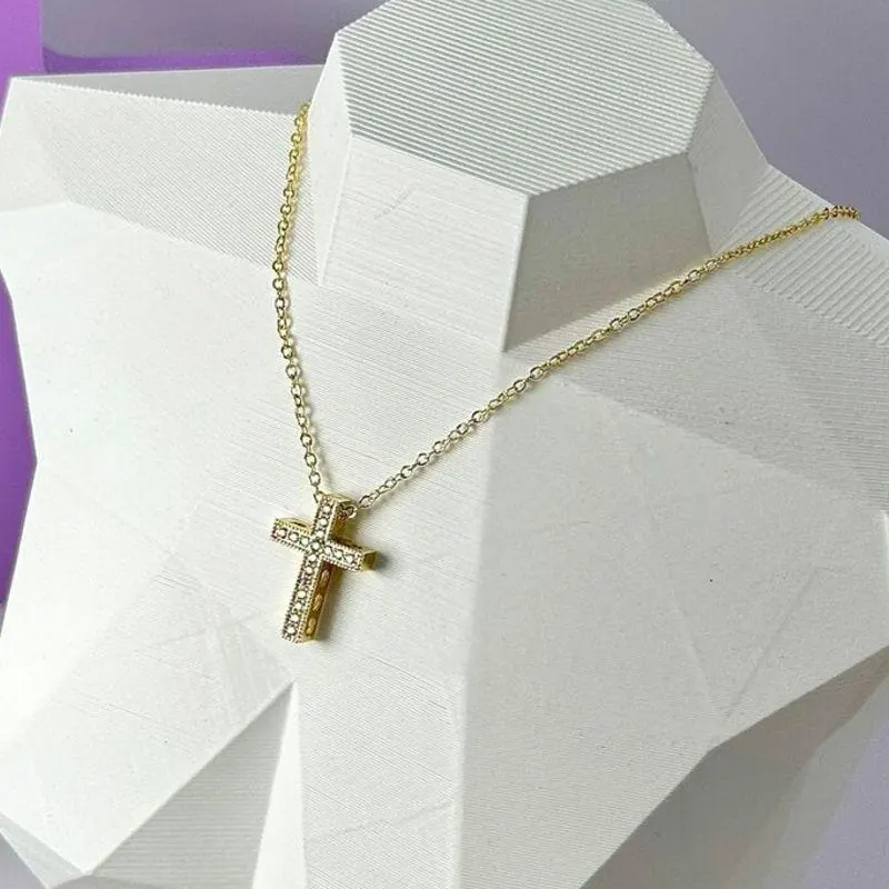 Colar Corrente Crucifixo Cravejado