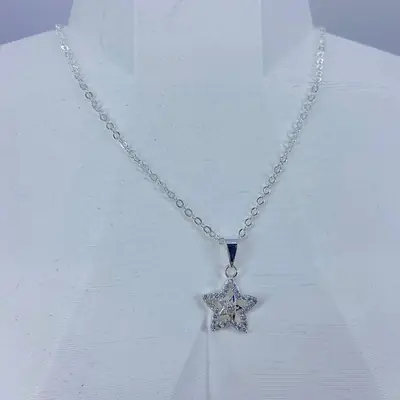Colar Estrela Dupla Cravejada 45CM