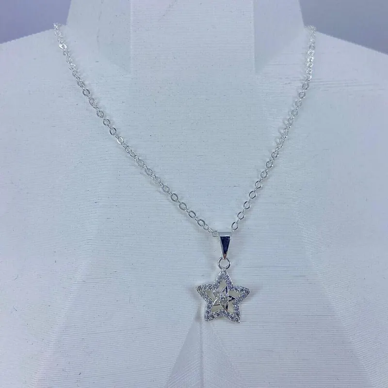 Colar Estrela Dupla Cravejada 45CM