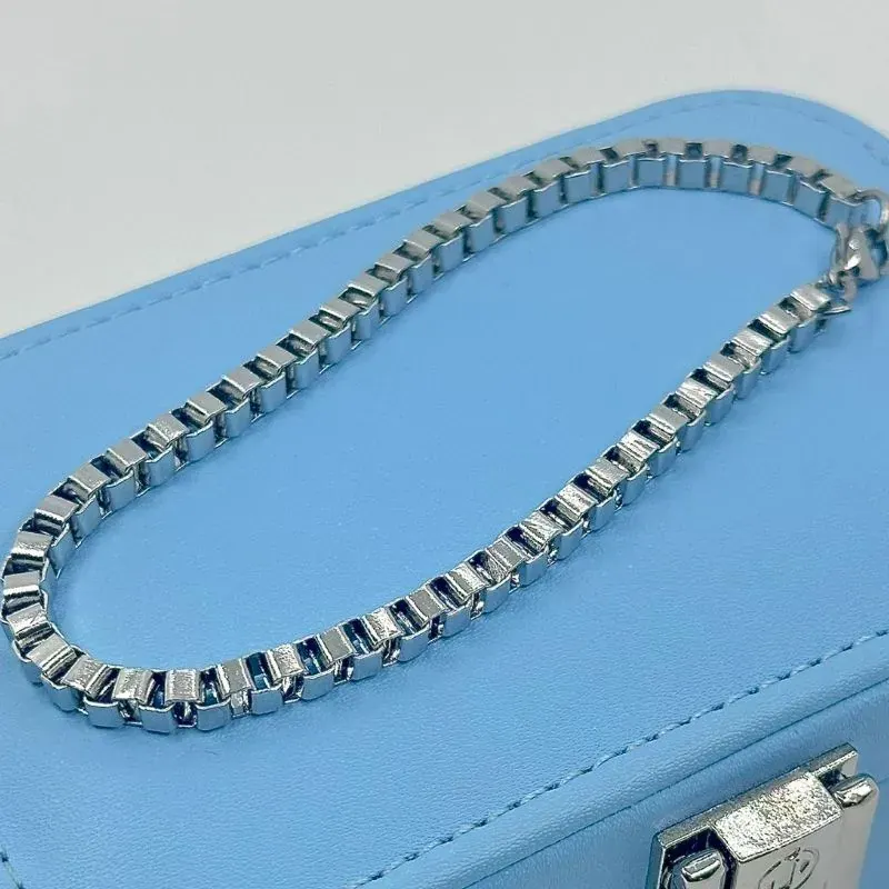 Pulseira Elos Quadrados Entrelaçados Aço 316L