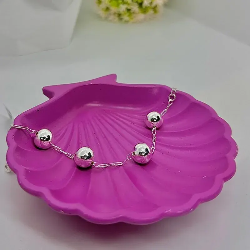 Pulseira Elos e Esferas Maciças 5mm