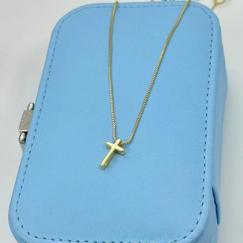 Colar Ping. Crucifixo Chapa Menor