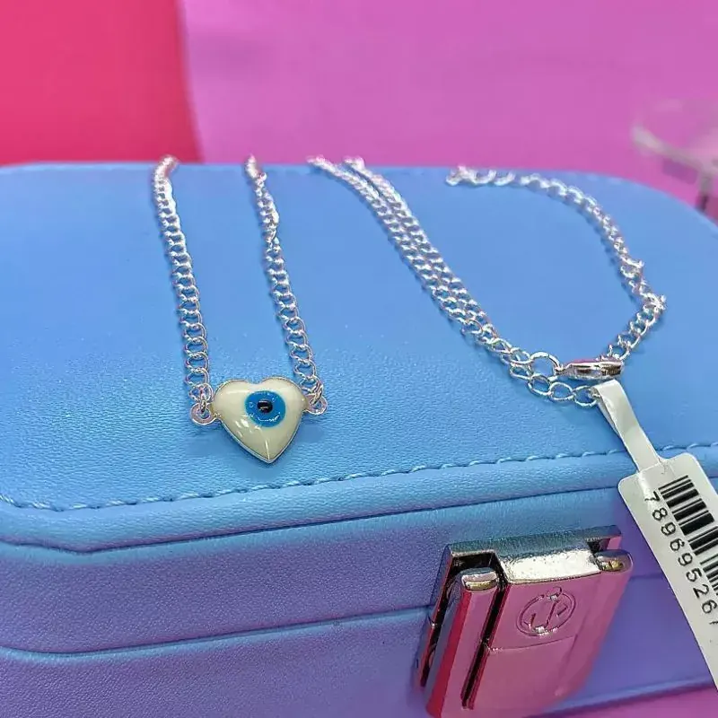 Choker Coração Olho Grego