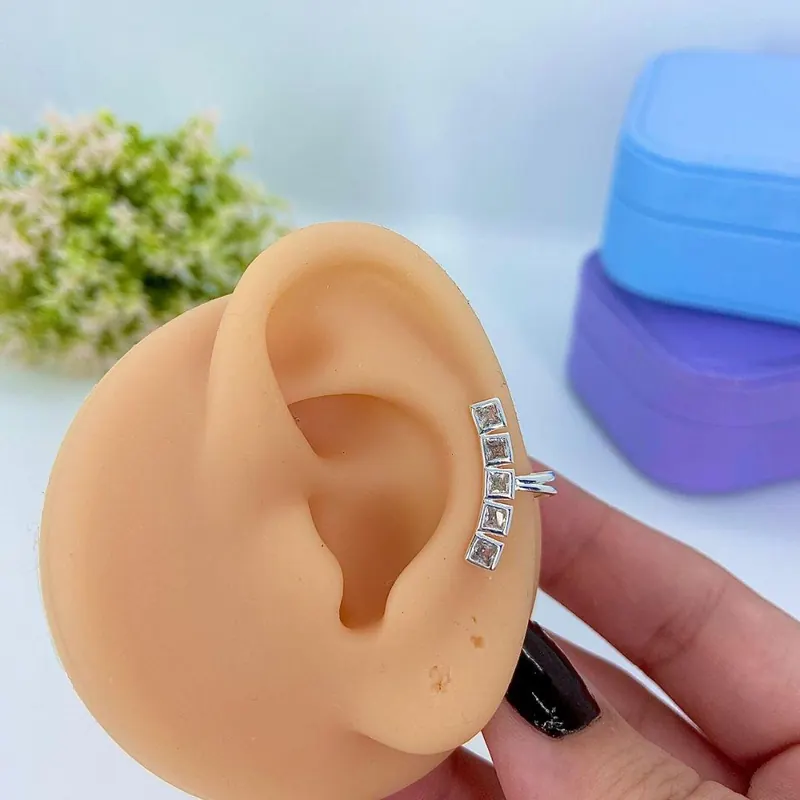 Piercing Fake Quadradinhos Zircônias – foto 3