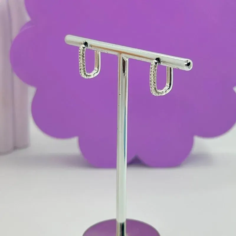 Argola Click Retangular Cravejada