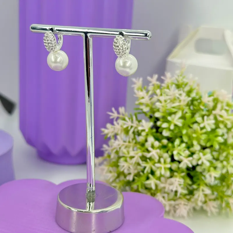 Argola Click Cravejada com Pérola – foto 3