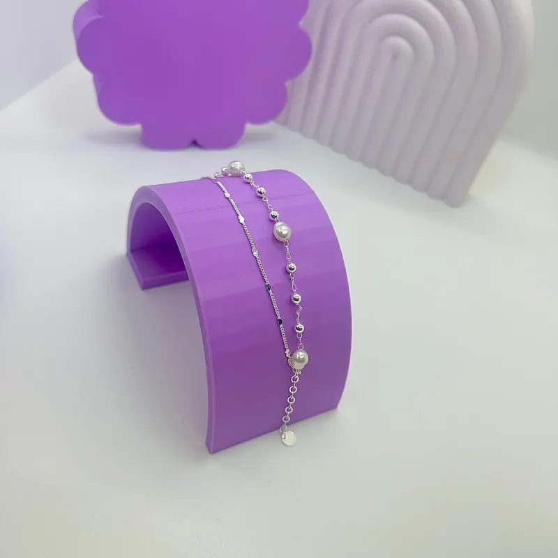 Pulseira Corações Diamantados e Pérolas Orgânicas – foto 2