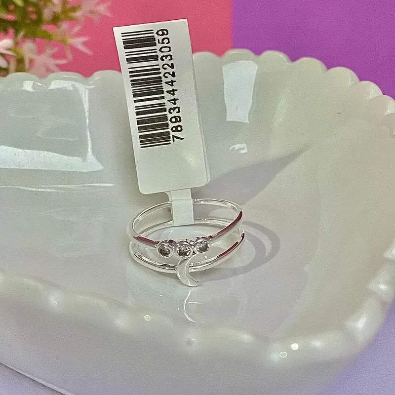 Anel Duplo Meia Lua com Zircônia – foto 2