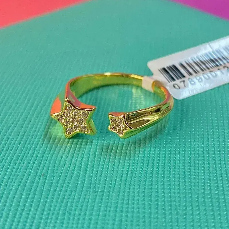 Anel Ajustável Estrelas Cravejadas