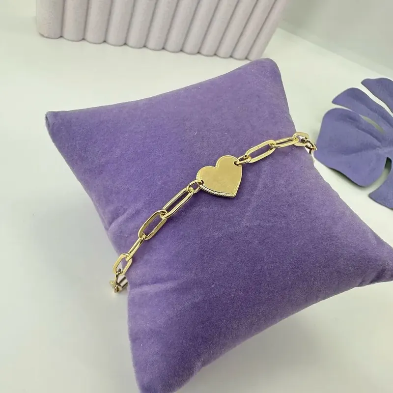 Pulseira Corrente e Coração Chapado