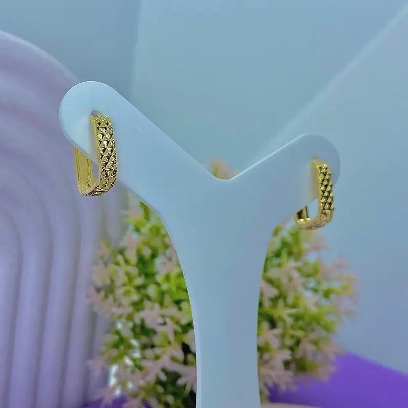 Argola Click Retangular Texturizada