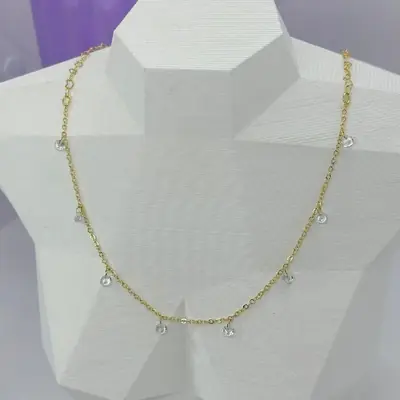 Choker Mini Cristais Pendurados Corrente Coração