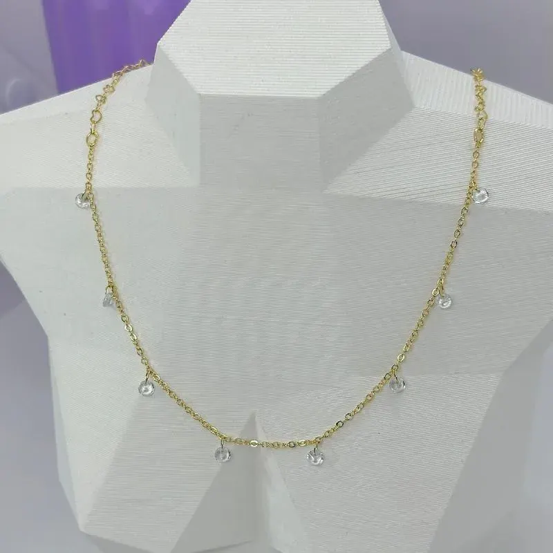 Choker Mini Cristais Pendurados Corrente Coração