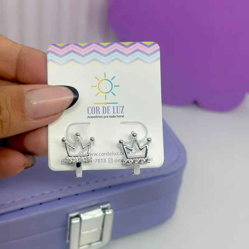 Argola Click Coroa Cravejada – foto 4