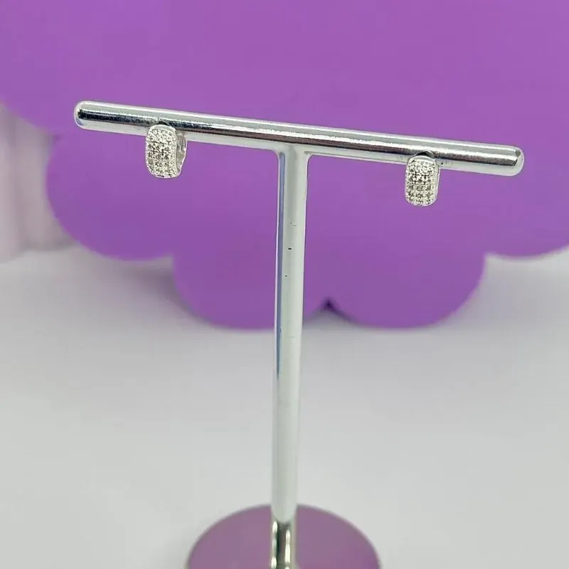 Argola Click Pequena 3 Fileiras Cravejadas