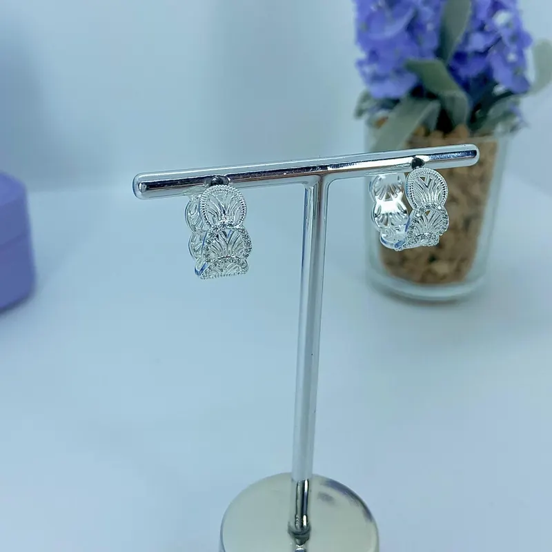 Argola Click Leques Dois Cravejados – foto 2