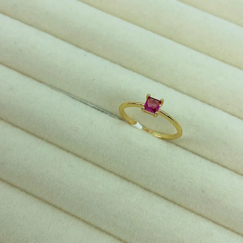 Anel Pedrinha Quadrada Rosa – foto 2