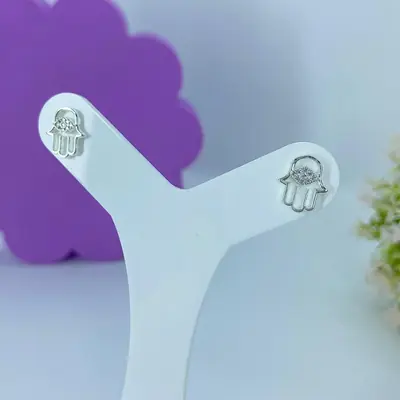 Brinco Mão de Fátima Cravejada Cristal