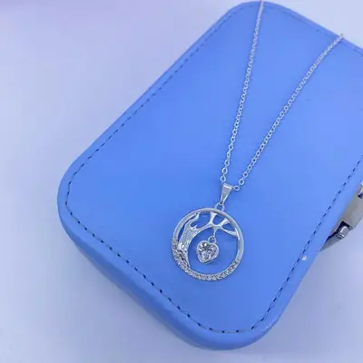 Colar Árvore da Vida com Coração Pendurado 45CM
