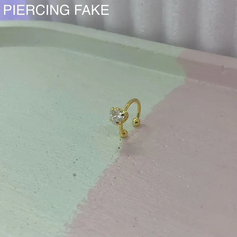 Piercing Fake Pedra Zircônia Coração