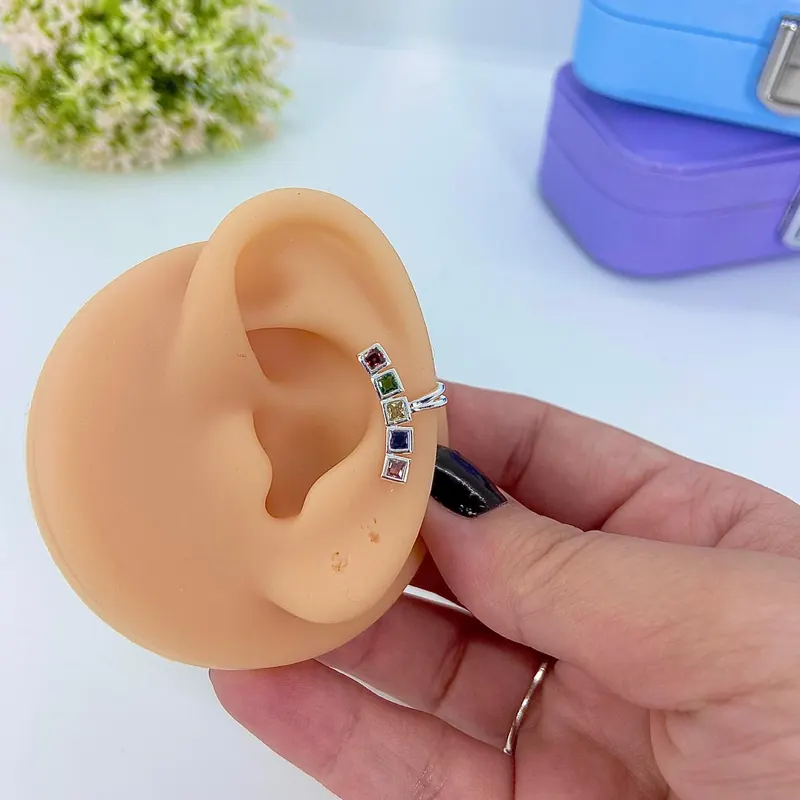 Piercing Fake Quadradinhos Zircônias – foto 2