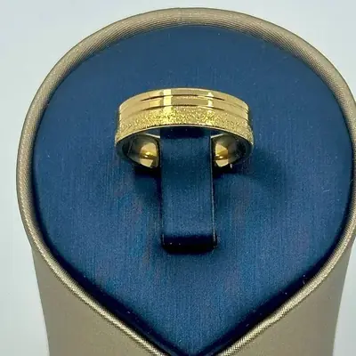 Aliança Quadrada 2 Linhas Brilhantes 6mm Aço 316L