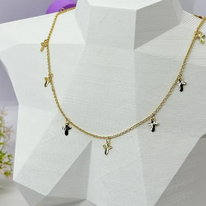 Choker Crucifixos Brilhantes