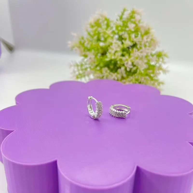 Argola Click 2 Fileiras Zirconias Quadradas – foto 2
