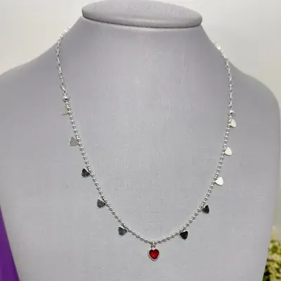 Choker Bolinhas e Coração Vermelho