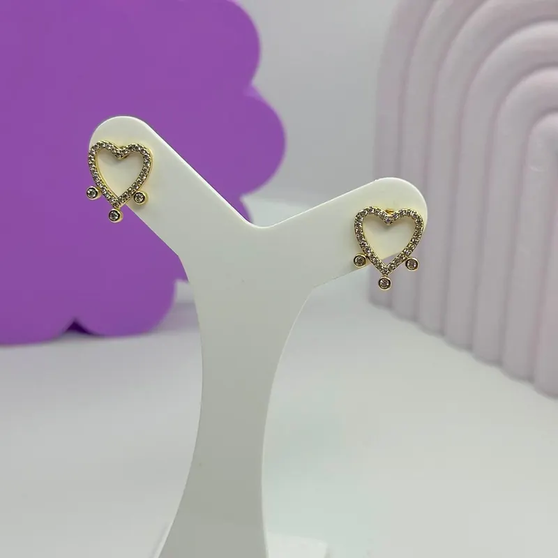 Brinco Coração Cravejado com Pontas – foto 2