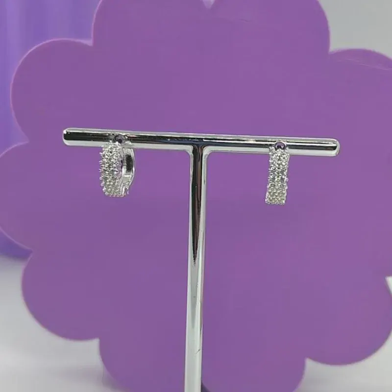Argola Click 2 Fileiras Zirconias Quadradas