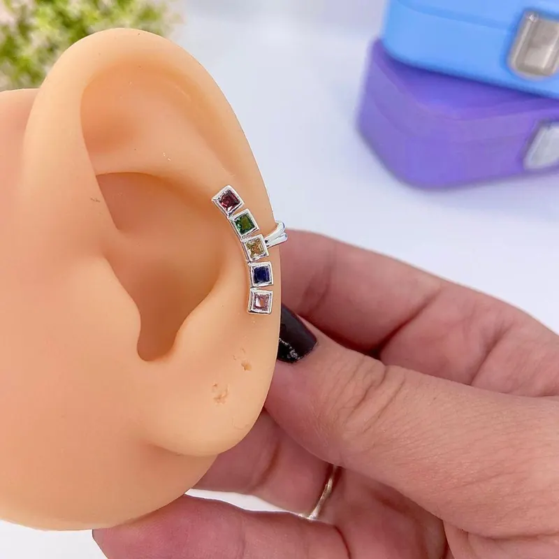 Piercing Fake Quadradinhos Zircônias